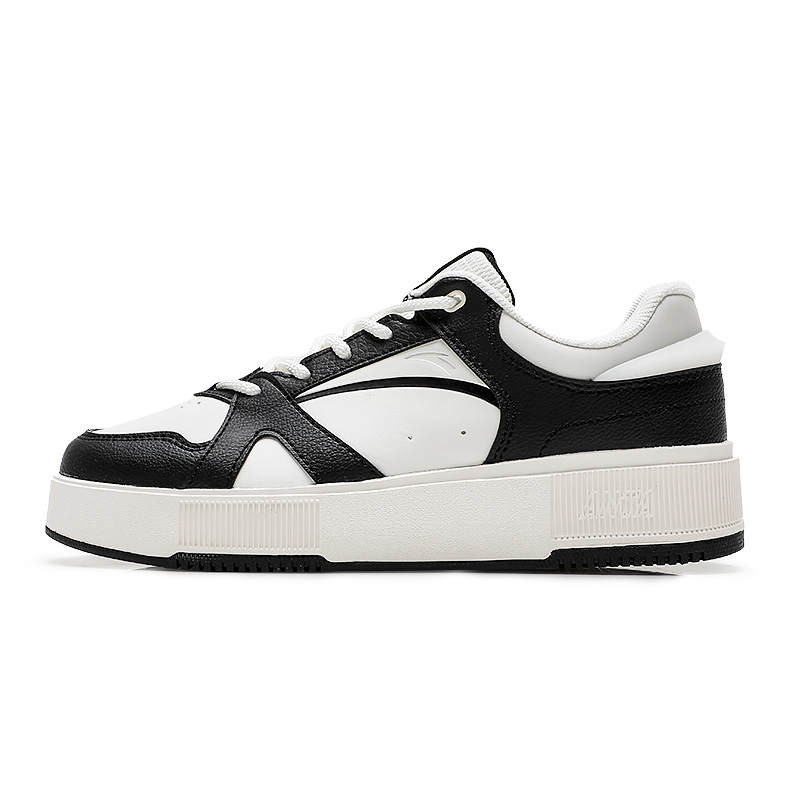 ANTA Life Collection Skateboard Shoes Women's Mid Top Ivory White/Basic Black