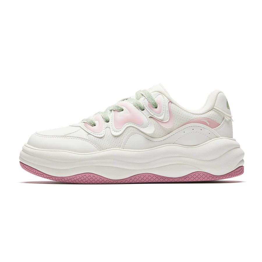 Anta Soufflé Cushioning Abrasion Resistant Lightweight Low top Skateboard Shoes Women's White Pink
