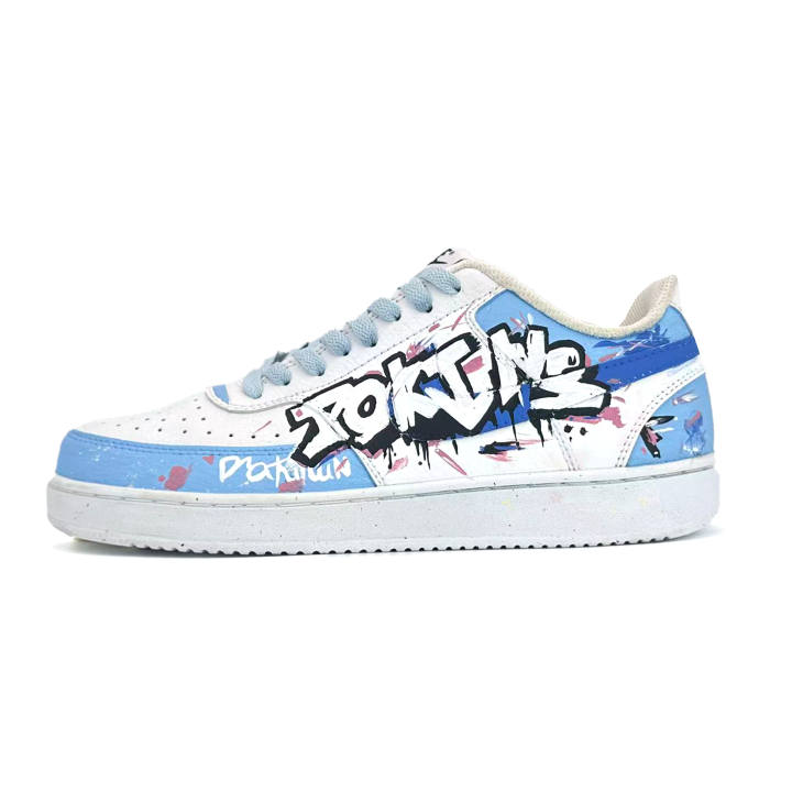 Nike Nike Court Vision 1 Light Tone Graffiti Abrasion Resistant Low top Skateboard Shoes Unisex Blue