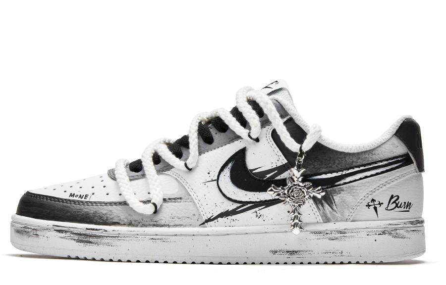 Nike Nike Court Vision 1 Low top Skateboard Shoes Men's Black White