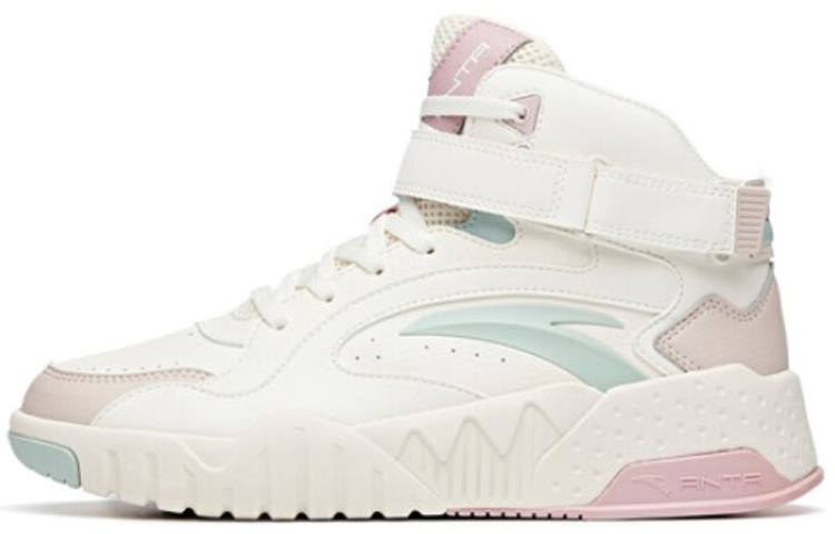 Anta Abrasion Resistant Breathable High top Skateboard Shoes Women's Lotus Gray White