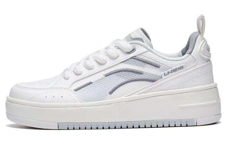 Li-Ning Li Ning Floating Light Slip Resistant Abrasion Resistant Low top Skateboard Shoes Women's White Gray