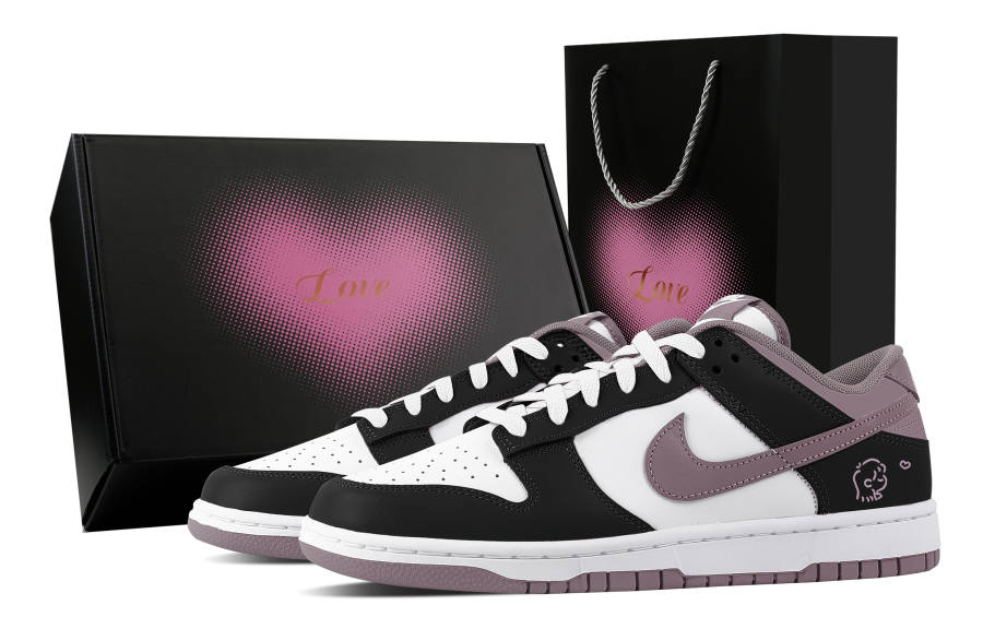 Nike Nike Dunk Dark Purple Heartbeat, Heart Box Abrasion Resistant Low top Skateboard Shoes Unisex Black