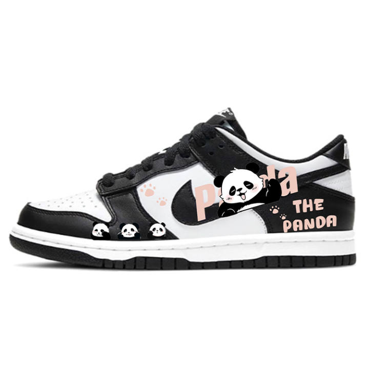 Nike Nike Dunk Slip Resistant Abrasion Resistant Low top Skateboard Shoes GS Black White Pink