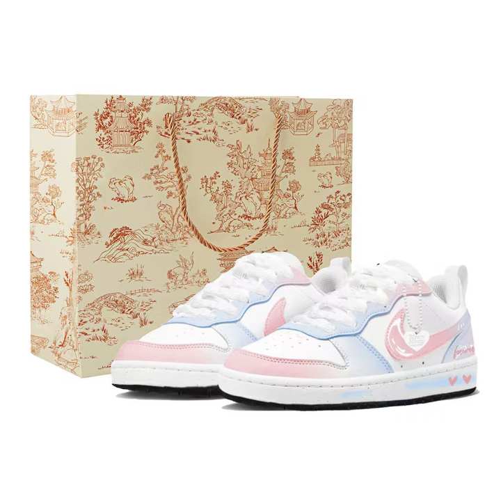 Nike Nike Court Borough Synthetic Leather Low top Skateboard Shoes Unisex Blue Pink