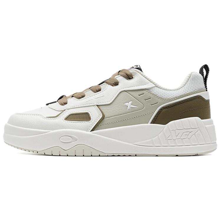 XTEP Coverage Slip Resistant And Abrasion Resistant Low top Skateboard Shoes Men's White Gray Brown