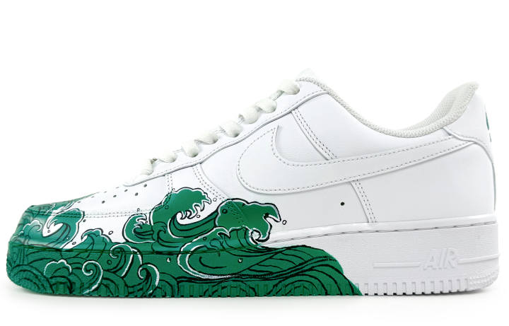 Nike Nike Air Force 1 Wave Slip Resistant Abrasion Resistant Low top Skateboard Shoes Unisex White Green