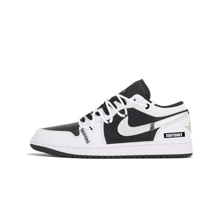 Jordan Jordan Air Jordan 1 Abrasion Resistant Low top Skateboard Shoes Unisex Black White