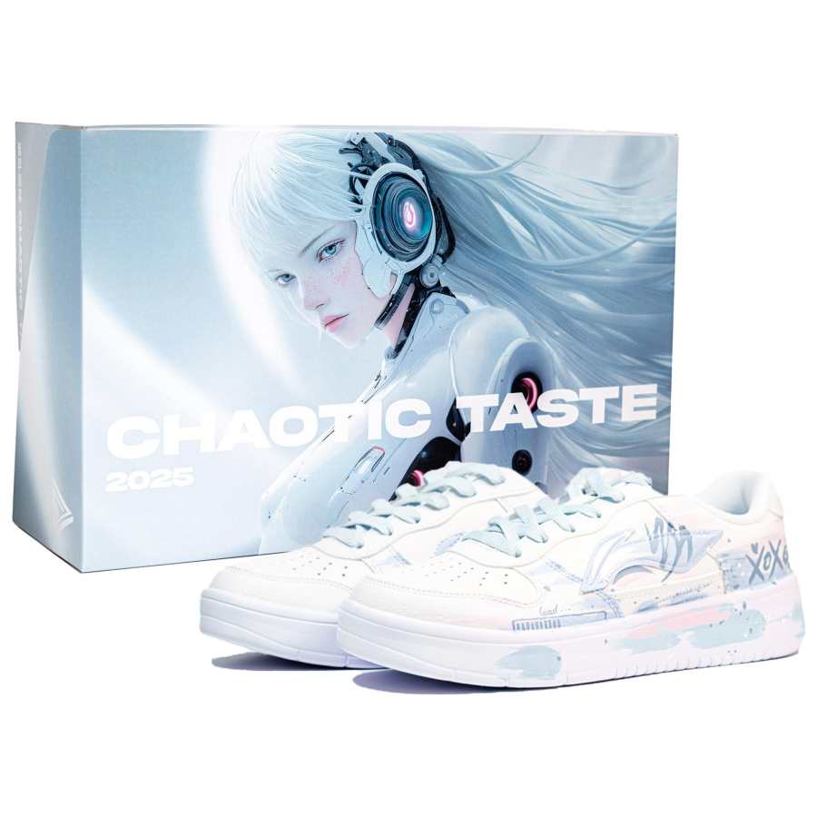 Li-Ning Li Ning Floating Boat Lightweight And Breathable Low top Skateboard Shoes Women's White Blue