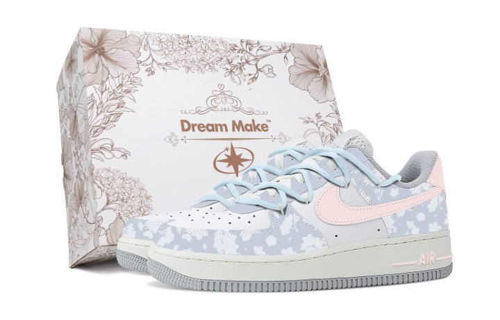 Nike Nike Air Force 1 Slip Resistant Abrasion Resistant Low top Skateboard Shoes Women's Blue Pink