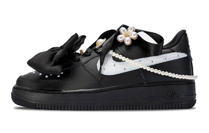 Nike Nike Air Force 1 Leather Slip Resistant Cushioning Abrasion Resistant Low top Skateboard Shoes GS Black White