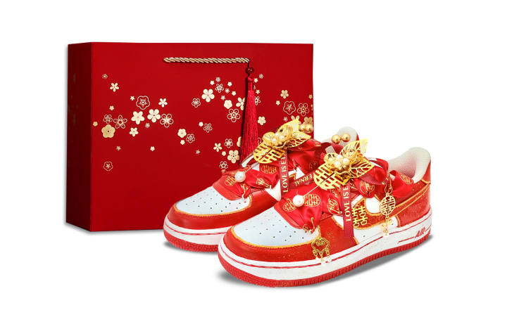 Nike Nike Air Force 1 The Hand Of The Son Abrasion Resistant Low top Skateboard Shoes Unisex Red