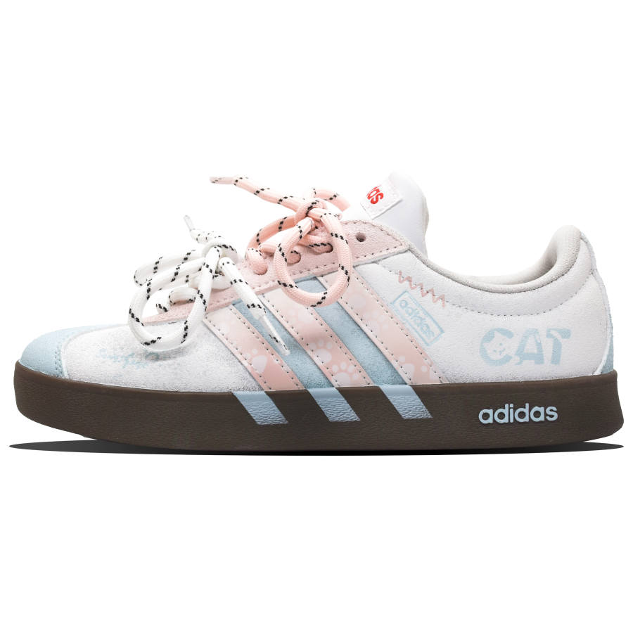 Adidas Adidas VL COURT 2.0 Sun Island, Cat Paw Foam Wear resistant And Lightweight Low top Skateboard Shoes Unisex Pink Blue