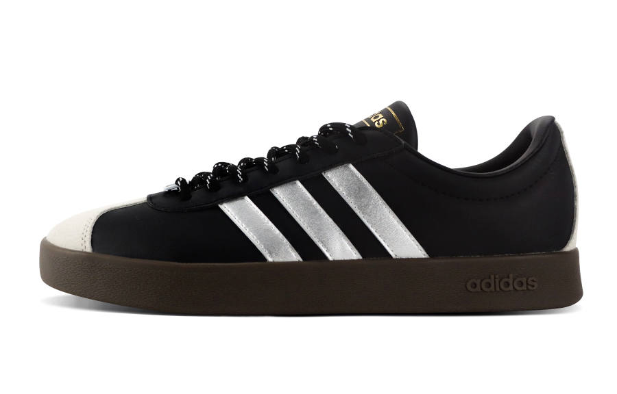 Adidas Adidas VL COURT 2.0 Slip Resistant, Abrasion Resistant, Lightweight Low top Skateboard Shoes Unisex Black Silver