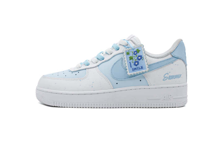 Nike Nike Air Force 1 Late Summer Abrasion Resistant Abrasion Resistant Low top Skateboard Shoes Women's Blue White