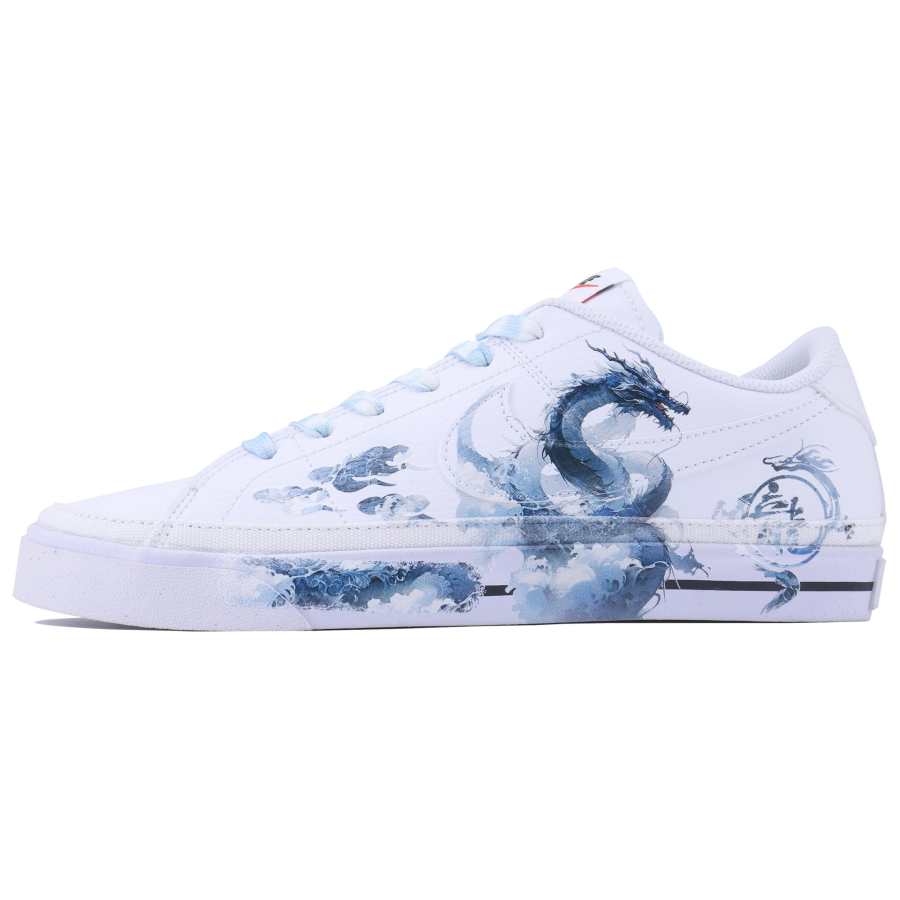 Nike Nike Court Legacy Dragon Sea SDS Slip Resistant Abrasion Resistant Low top Skateboard Shoes Unisex White Blue