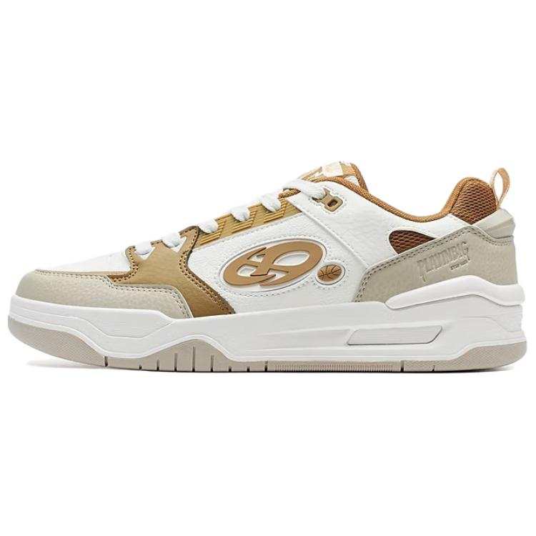 XTEP Textile, Synthetic Leather, TPU Wear resistant And Lightweight Low top Skateboard Shoes Men's White Brown