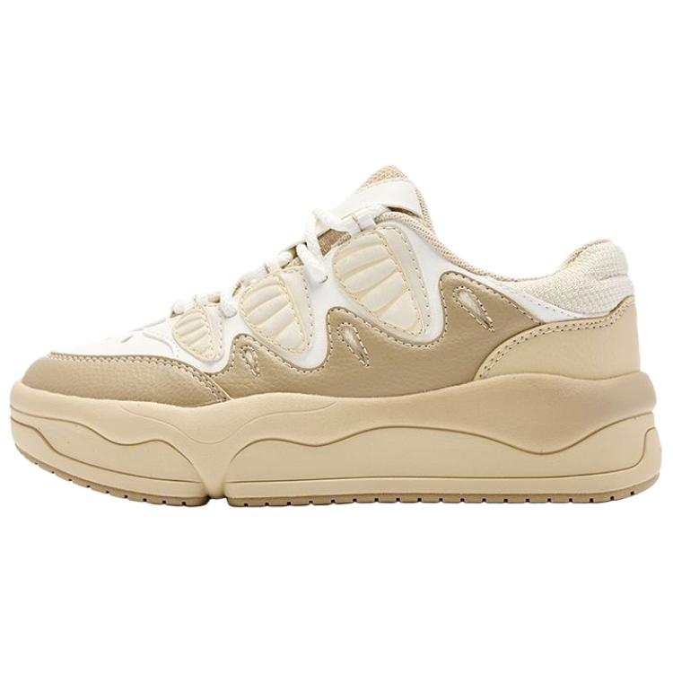 QIAODAN Quality Drying Lightweight Height Increasing Low top Skateboard Shoes Women's Cloud Peak White Beige Gray Khaki