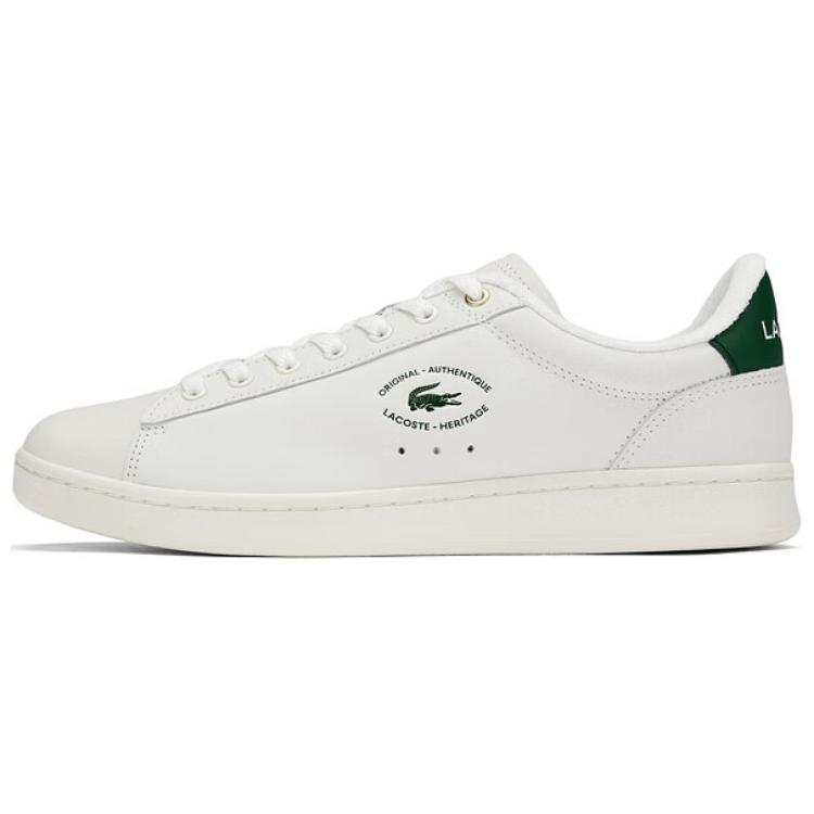 LACOSTE Cow Leather Slip Resistant Slip Resistant Low top Skateboard Shoes Men's Ecru