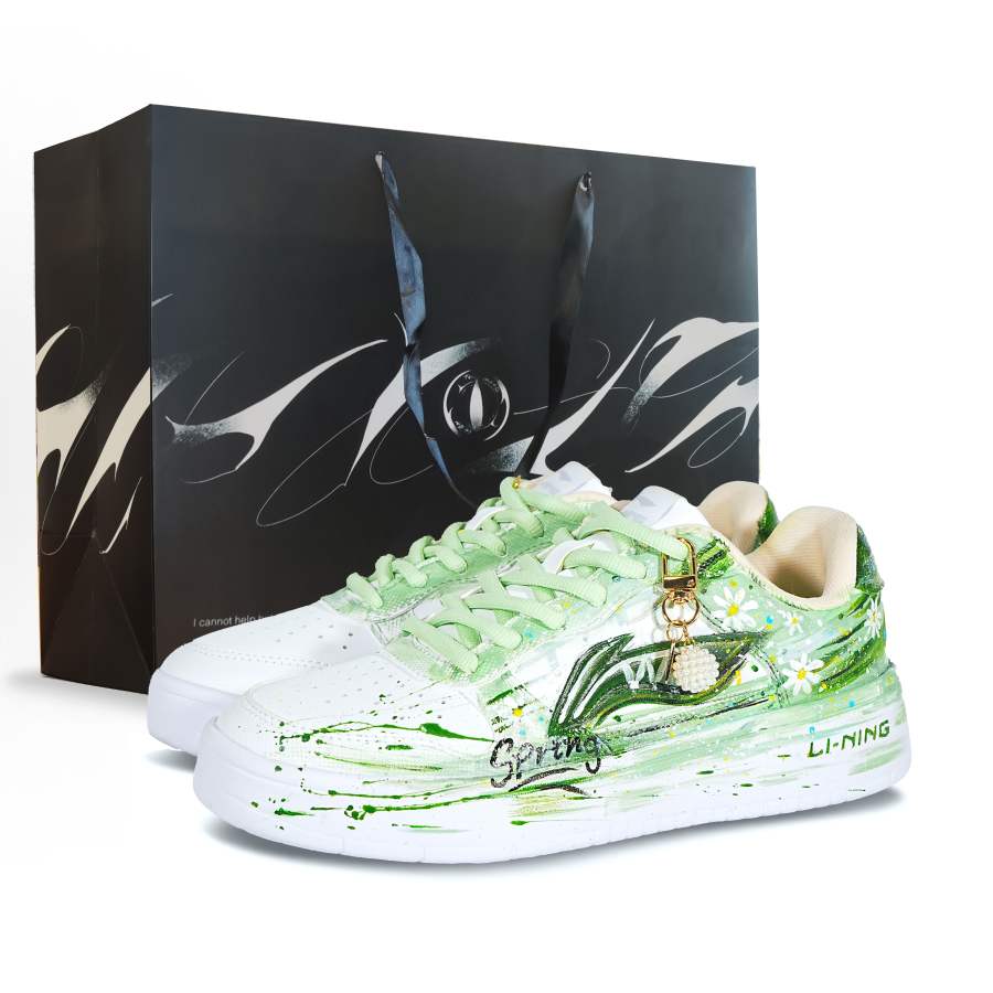 Li-Ning Li Ning Floating Boat Slip Resistant Cushioning Abrasion Resistant Low top Skateboard Shoes Unisex Green White