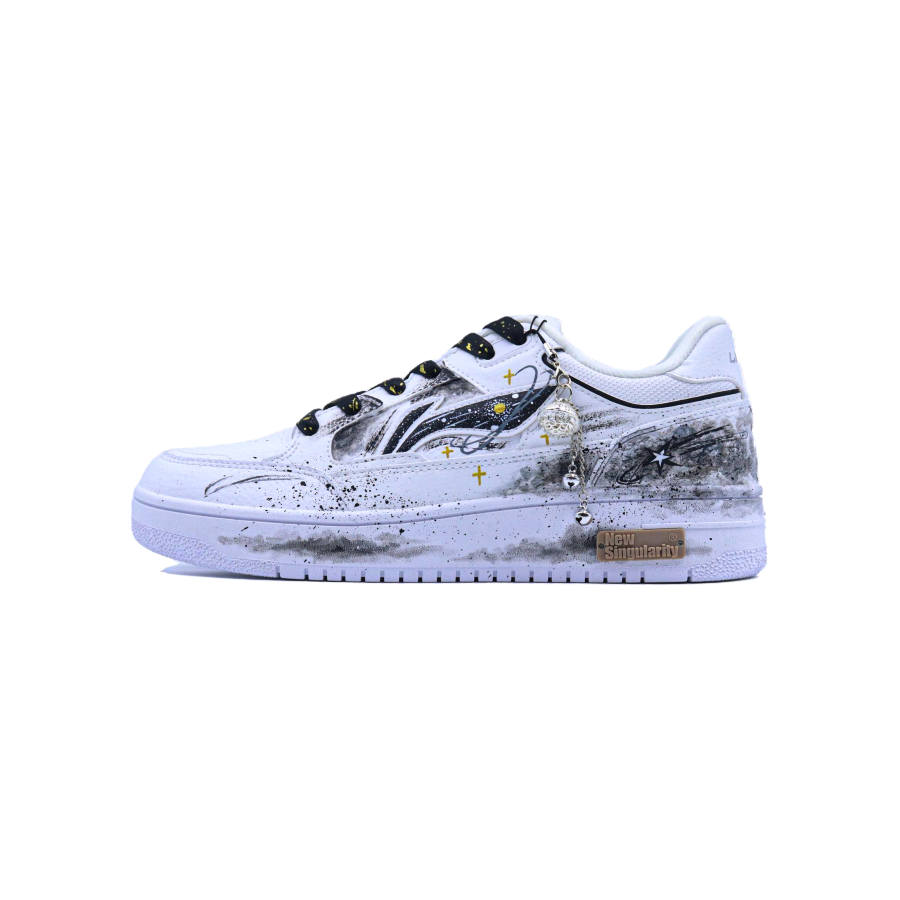 Li-Ning Li Ning Tianji Abrasion Resistant Lightweight Height Increasing Low top Skateboard Shoes Men's White Black