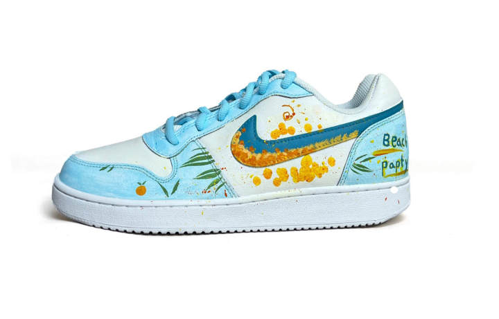 Nike Nike EBERNON Coverage Slip Resistant Abrasion Resistant Low top Skateboard Shoes Men's Orange Blue