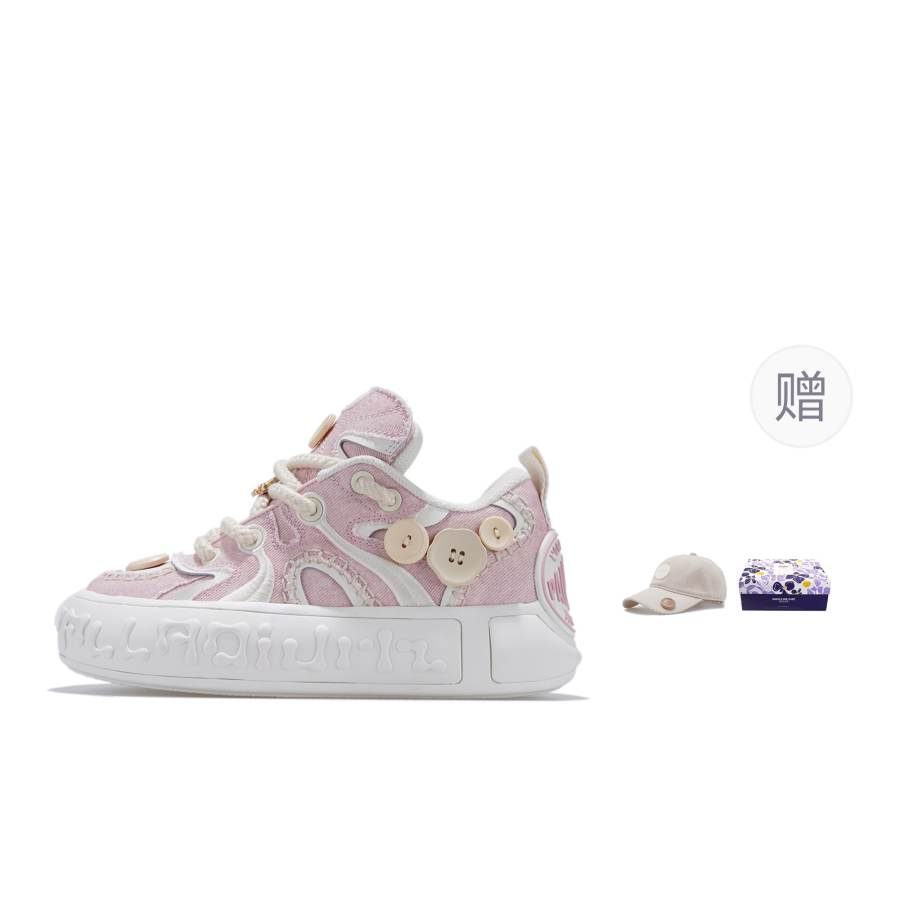 Palladium Abrasion Resistant Breathable Low top Platform Skateboard Shoes Unisex Cherry Pink/White