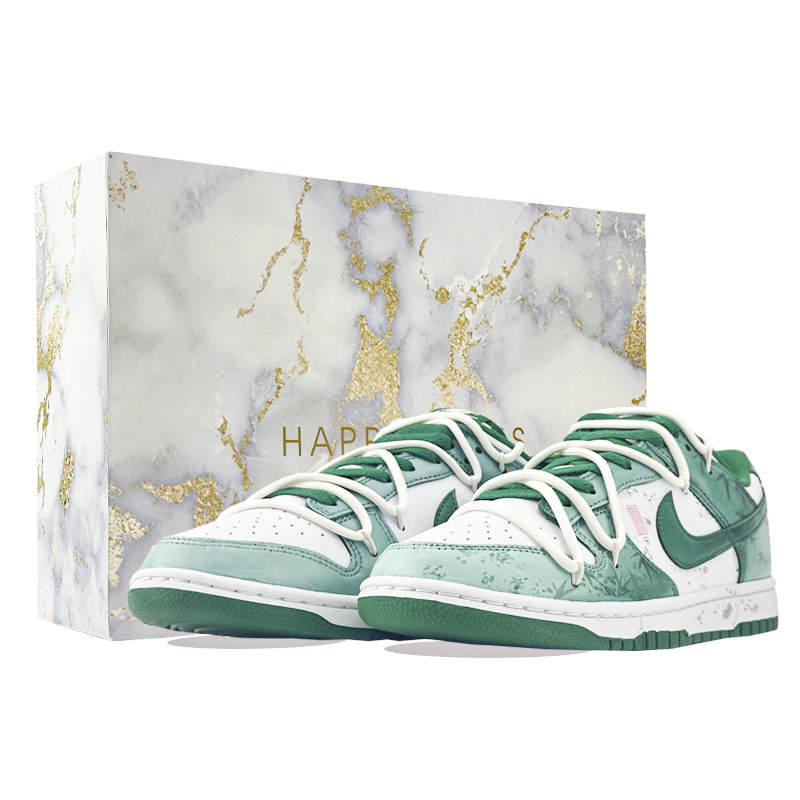 Nike Nike Dunk Bamboo Blessing Breeze Cushioning, Wear Resistant Low top Skateboard Shoes Unisex White Green
