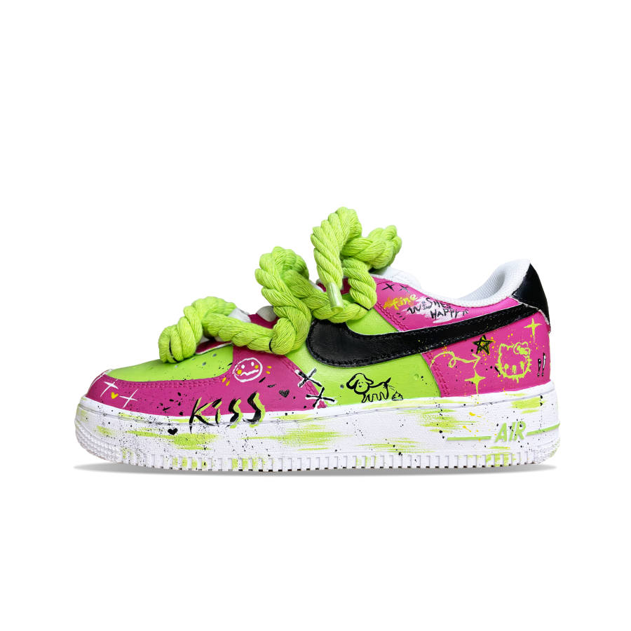 Nike Nike Air Force 1 Low top Skateboard Shoes Women's Green Pink