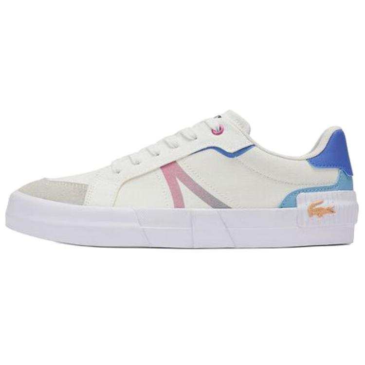 LACOSTE L004 Skateboard Shoes Men's Beige Pink Blue
