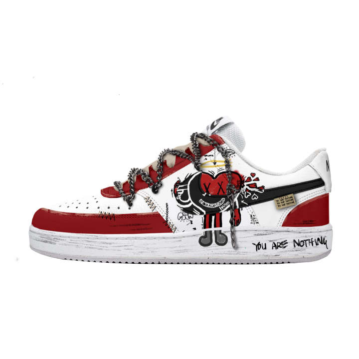 Nike Nike Court Vision 1 Freedom Panda, Graffiti Storm Slip Resistant Cushioning Low top Skateboard Shoes Men's Red White