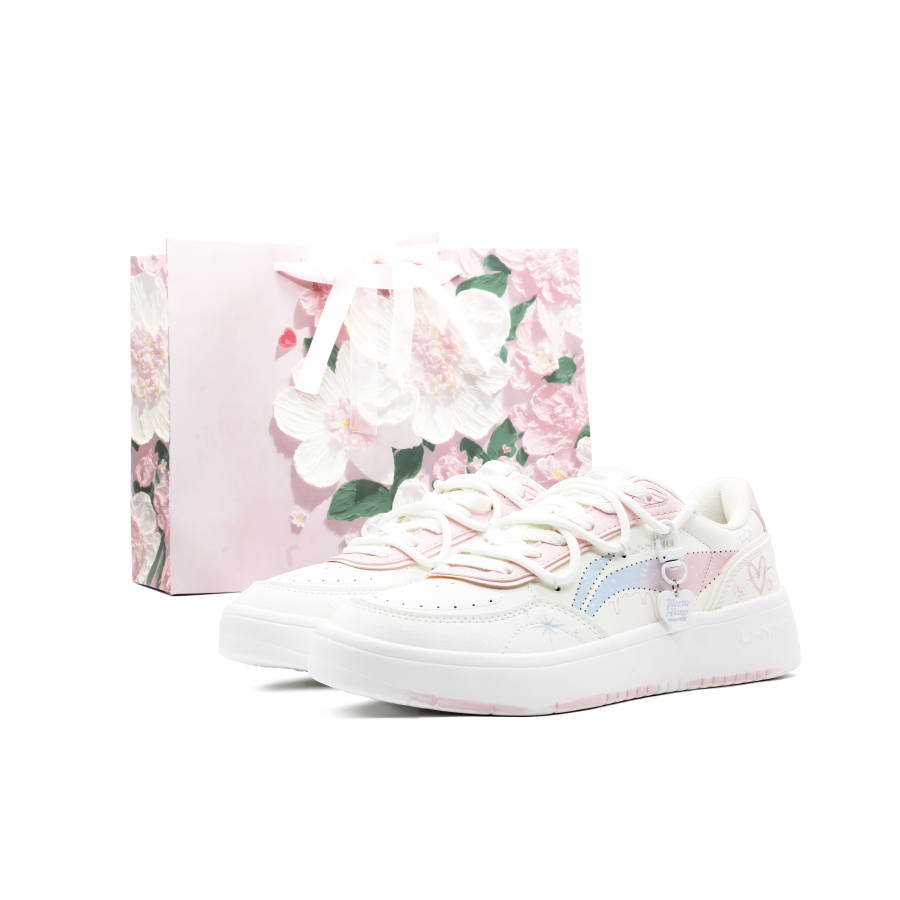 Li-Ning Li Ning Sourdough Abrasion Resistant Low top Skateboard Shoes Women's Pink Blue White