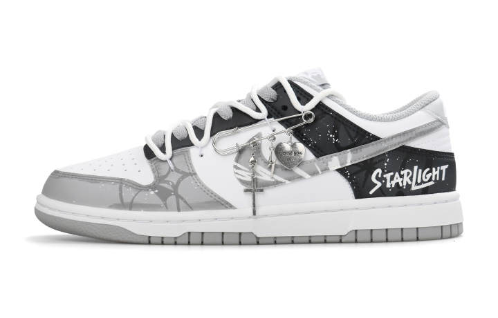 Nike Nike Dunk Eternal Star Pattern Abrasion Resistant Low top Skateboard Shoes Unisex Black White Gray