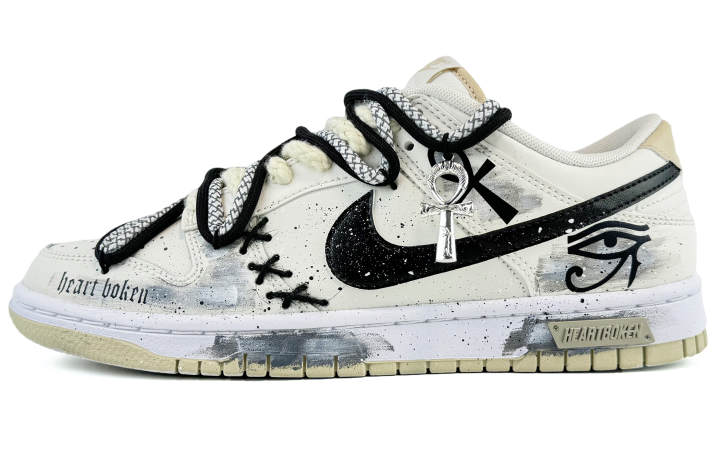 Nike Nike Dunk Suixin, Eye Of God, Distressed Oxidation, Ink Splatter, Deconstruction, Lace Up, Luxury Streetwear Low top