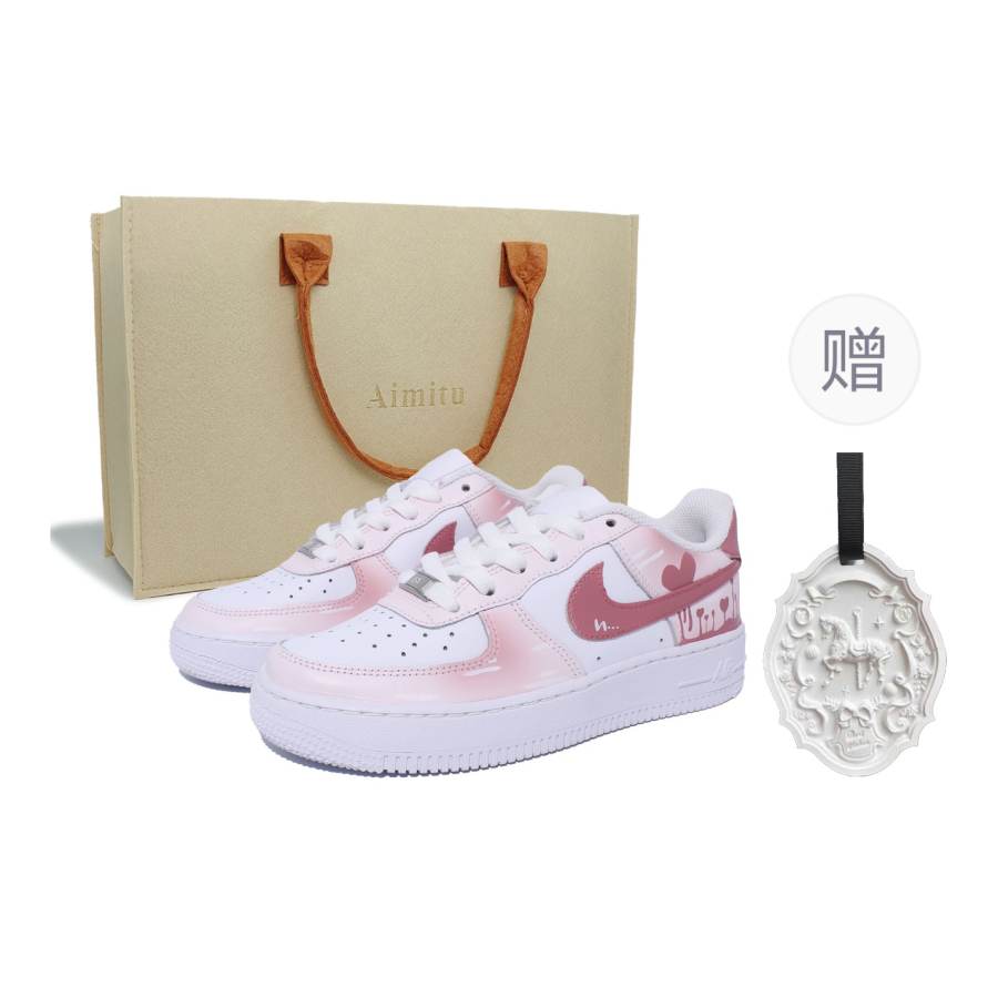 Nike Nike Air Force 1 1978, Heartbeat Composition Abrasion Resistant Low top Skateboard Shoes Women's Pink