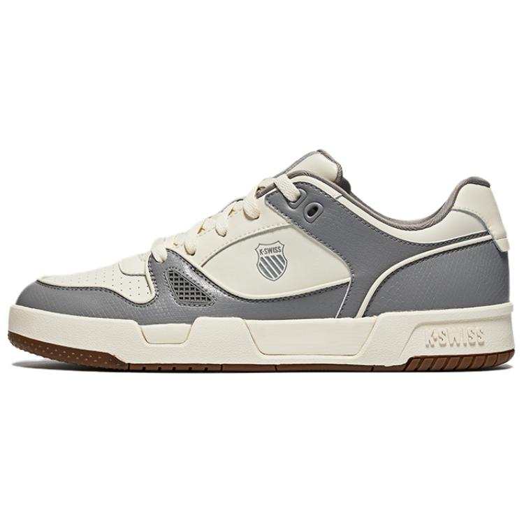 K·SWISS Synthetic Leather, Split Cow Leather Low top Skateboard Shoes Men's Tofu White