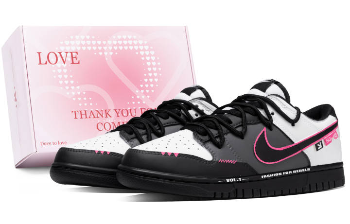 Nike Nike Dunk Mystery Pink Box Abrasion Resistant Low top Skateboard Shoes Unisex White Gray