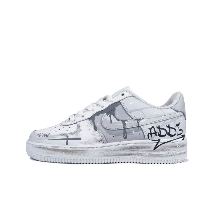 Nike Nike Air Force 1 Slip Resistant Abrasion Resistant Low top Skateboard Shoes Unisex Gray White