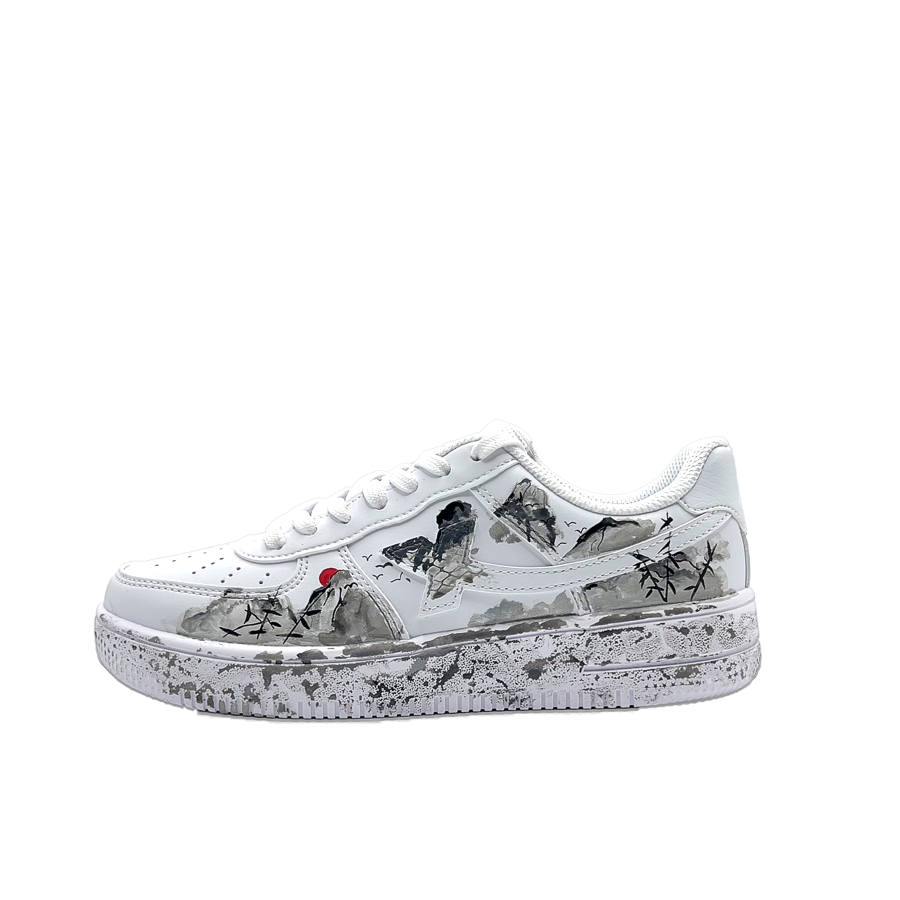 XTEP Air Force 1 Slip Resistant Cushioning Low top Skateboard Shoes Unisex White Gray