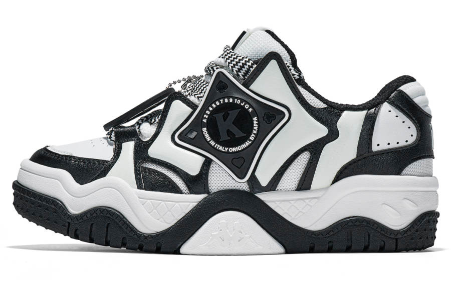 Kappa Back to Back Coverage Slip Resistant Low top Skateboard Shoes Unisex Black White