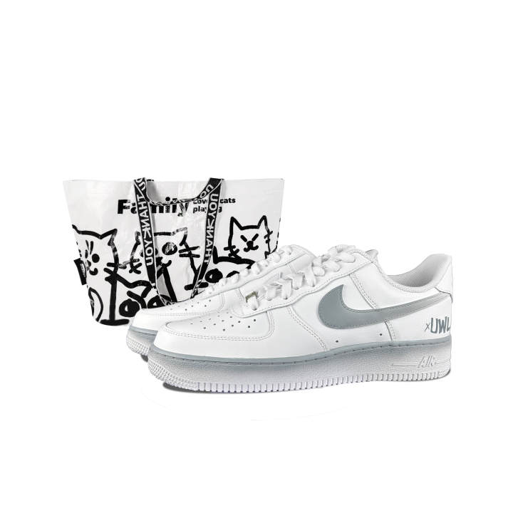 Nike Nike Air Force 1 Cloud Slip Resistant Abrasion Resistant Low top Skateboard Shoes Unisex Gray White