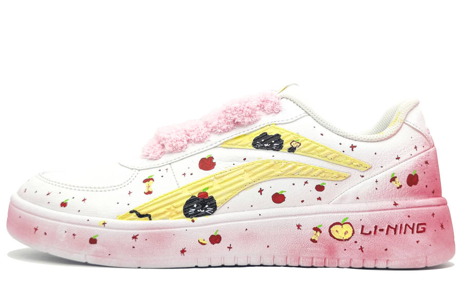 Li-Ning Li Ning Slip Resistant, Abrasion Resistant, Lightweight Low top Skateboard Shoes Men's White Pink