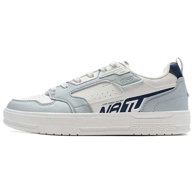 XTEP Slip Resistant Abrasion Resistant Slip Resistant Abrasion Resistant Low top Skateboard Shoes Men's White Blue