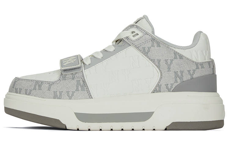 MLB New York Yankees Synthetic Leather Slip Resistant Slip Resistant High top Skateboard Shoes Unisex Light Gray