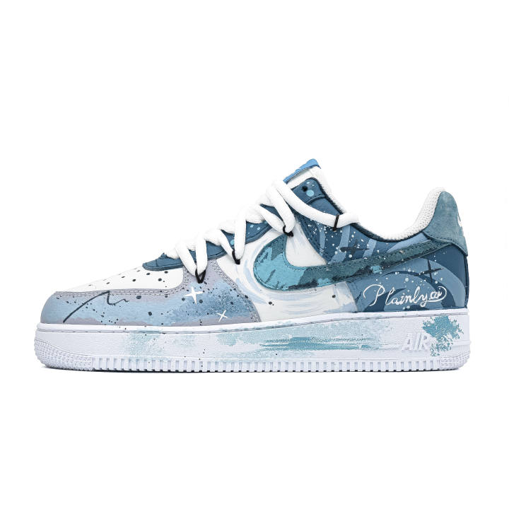 Nike Nike Air Force 1 Whisper Of Starlight Abrasion Resistant Low top Skateboard Shoes Unisex Blue White