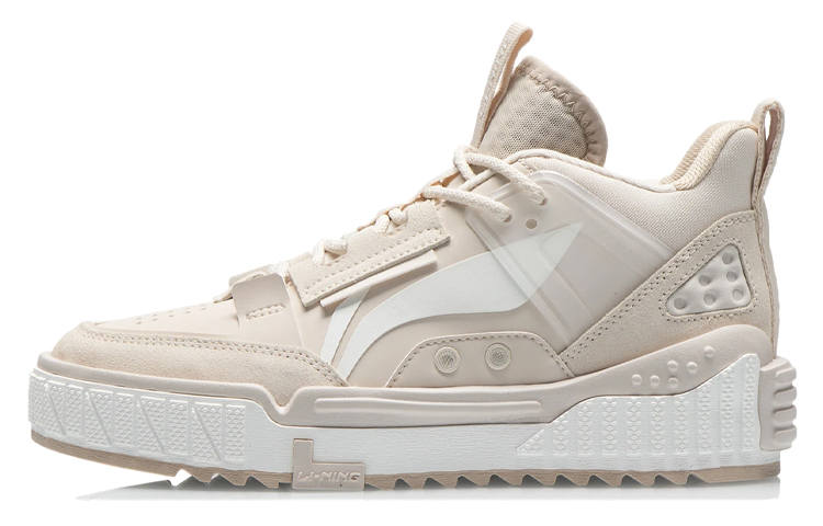 Li-Ning Li Ning NO.258 New Journey Slip Resistant Abrasion Resistant Mid top Skateboard Shoes Women's Light Gray Pink