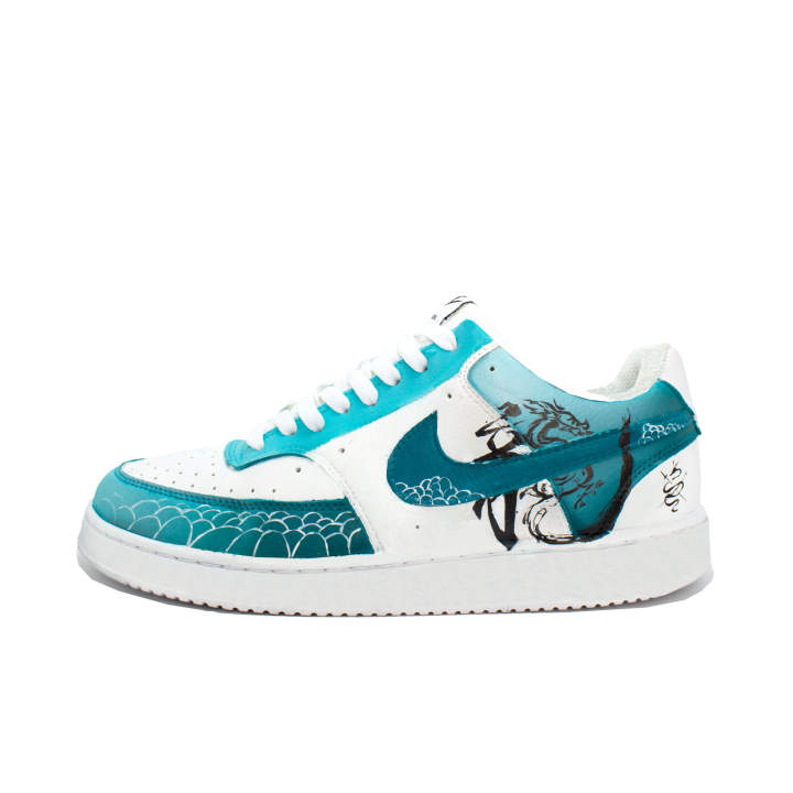 Nike Nike Court Vision Leather Cushioning Low top Skateboard Shoes Unisex Cyan