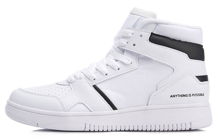 Li-Ning Li Ning Slip Resistant, Abrasion Resistant, Lightweight High top Skateboard Shoes Women's White Black
