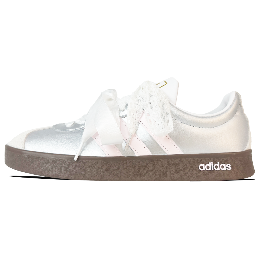 Adidas Adidas VL COURT 2.0 Abrasion Resistant Abrasion Resistant Low top Skateboard Shoes Unisex Silver White