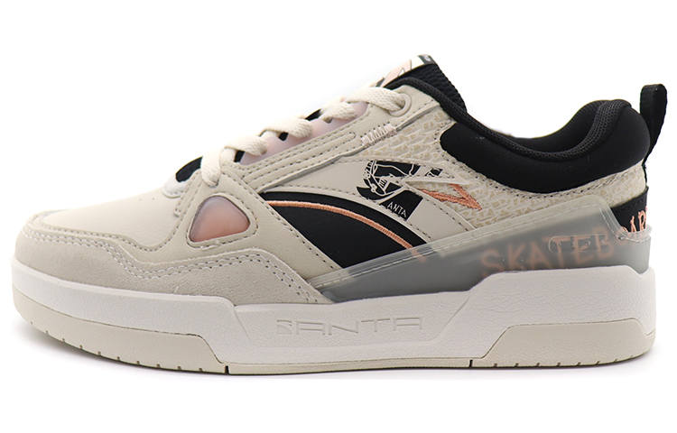 Anta Leather Low top Skateboard Shoes Women's Gray Black
